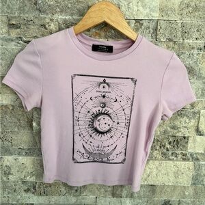 Bershka Light Purple Ribbed Tee size M